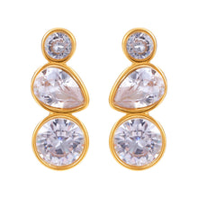 316L Stainless Steel 18K Gold Plated Simple Geometric Waterdrop Zircon Stud Earrings - Image 2