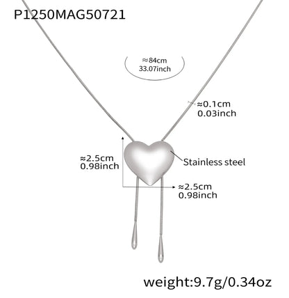 316L Stainless Steel 18K Gold Plated Smooth Heart Adjustable Snake Chain Necklace - Image 7