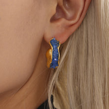 316L Stainless Steel 18K Gold Plated Sparkling Crystal C-Hoop Earrings - Image 13