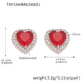 Gold / Red Zircon Heart Earrings