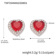 316L Stainless Steel 18K Gold Plated Sparkling Red Zircon Heart Jewelry Collection - Image 13