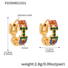 316L Stainless Steel 18K Gold Plated Sparkling Square Zircon Hoop Earrings - Image 16