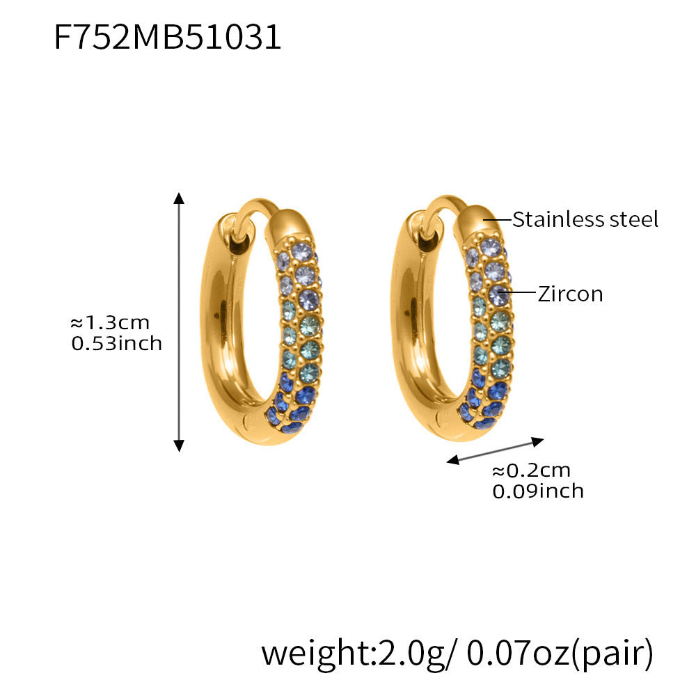 316L Stainless Steel 18K Gold Plated Sparkling Zircon Huggie Earrings - Image 11