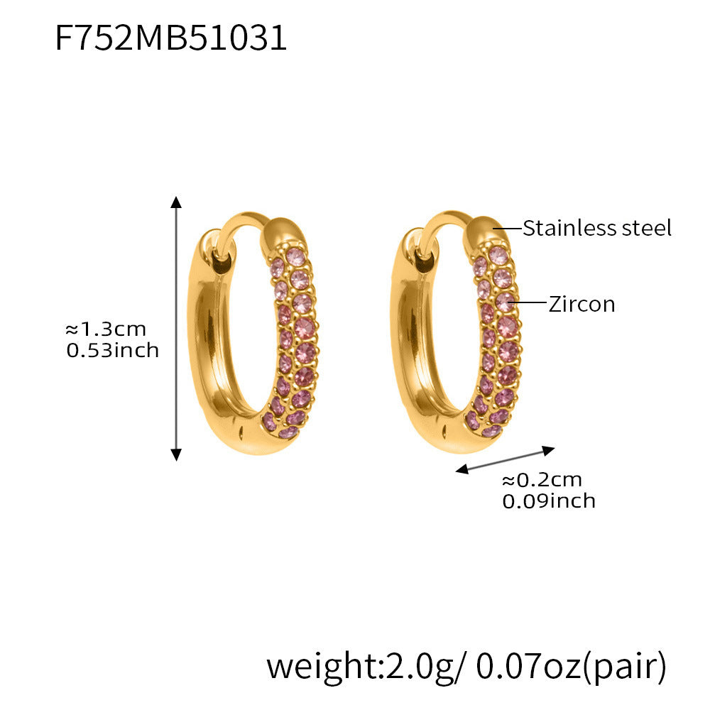 316L Stainless Steel 18K Gold Plated Sparkling Zircon Huggie Earrings - Image 1