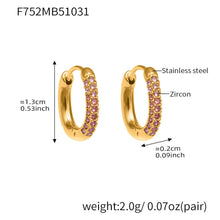 316L Stainless Steel 18K Gold Plated Sparkling Zircon Huggie Earrings - Image 1