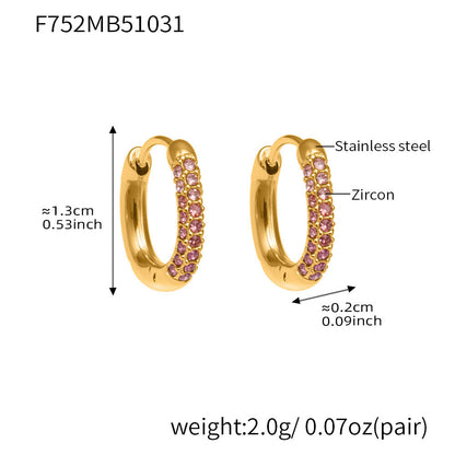 316L Stainless Steel 18K Gold Plated Sparkling Zircon Huggie Earrings - Image 1