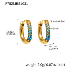 316L Stainless Steel 18K Gold Plated Sparkling Zircon Huggie Earrings - Image 2