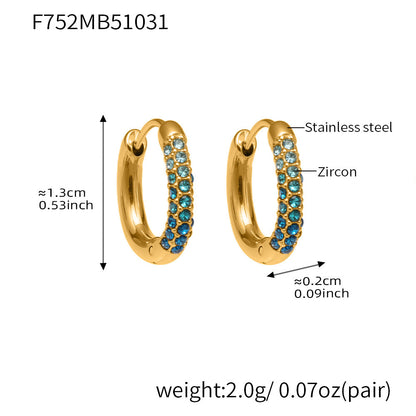 316L Stainless Steel 18K Gold Plated Sparkling Zircon Huggie Earrings - Image 2