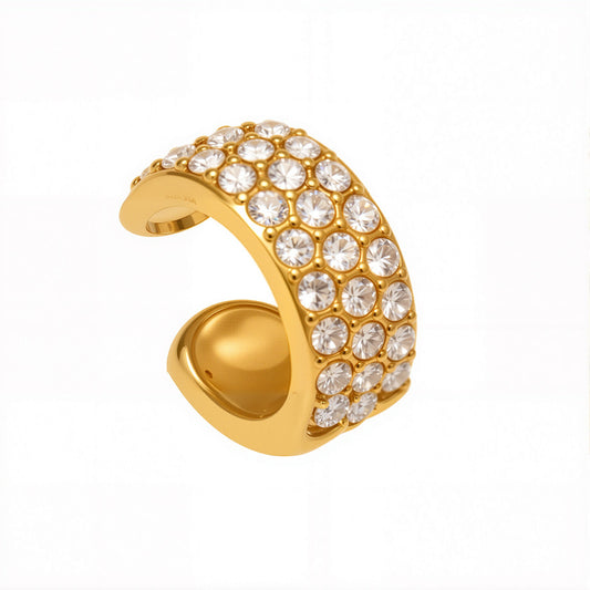 316L Stainless Steel 18K Gold Plated Sparkling Zirconia C-Shape Ear Cuff - Image 3