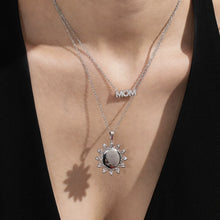 316L Stainless Steel 18K Gold Plated Sparkling Zircon MOM Letter & Sunflower Pendant Necklace - Image 3