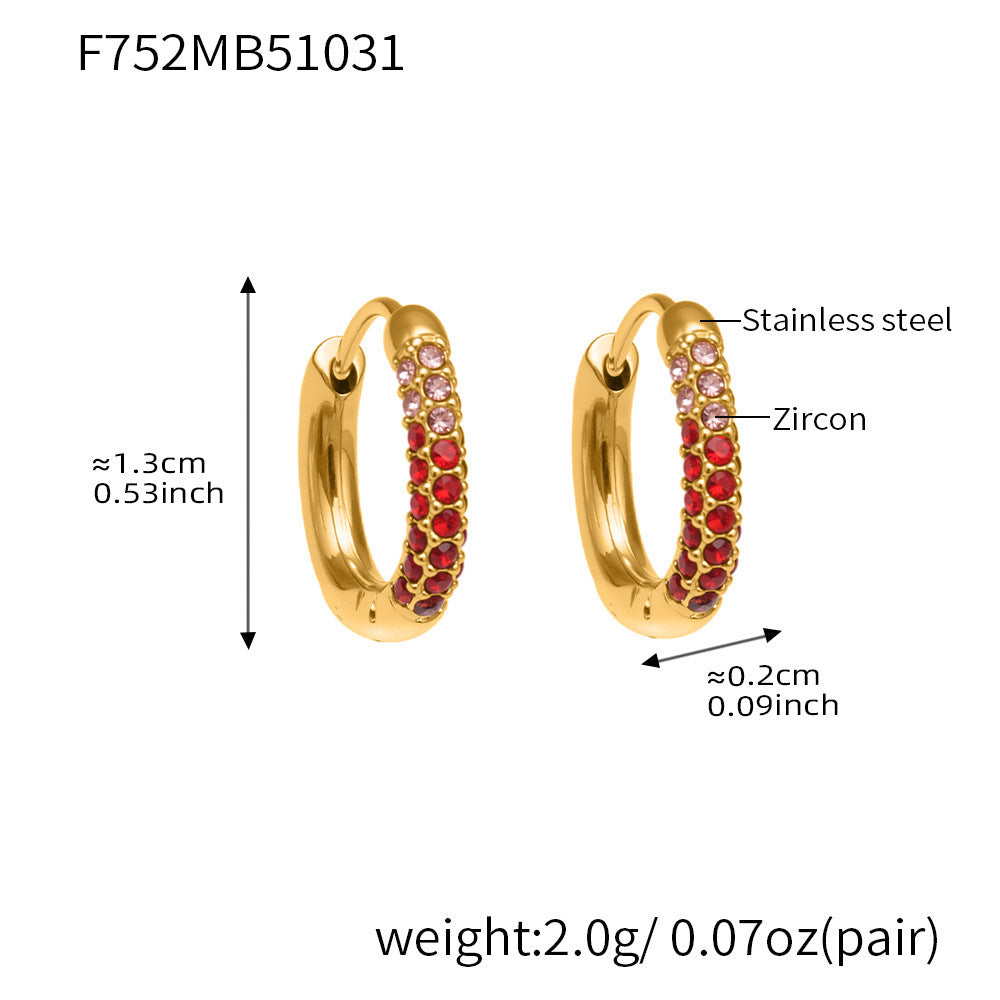 316L Stainless Steel 18K Gold Plated Sparkling Zircon Huggie Earrings - Image 3