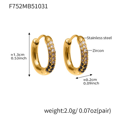 316L Stainless Steel 18K Gold Plated Sparkling Zircon Huggie Earrings - Image 5