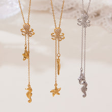 316L Stainless Steel 18K Gold Plated Sparkling Zircon Octopus Lariat Necklace - Image 5