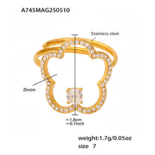 316L Stainless Steel 18K Gold Plated Sparkling Zirconia Flower Ring - Image 6