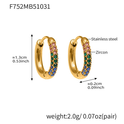 316L Stainless Steel 18K Gold Plated Sparkling Zircon Huggie Earrings - Image 6