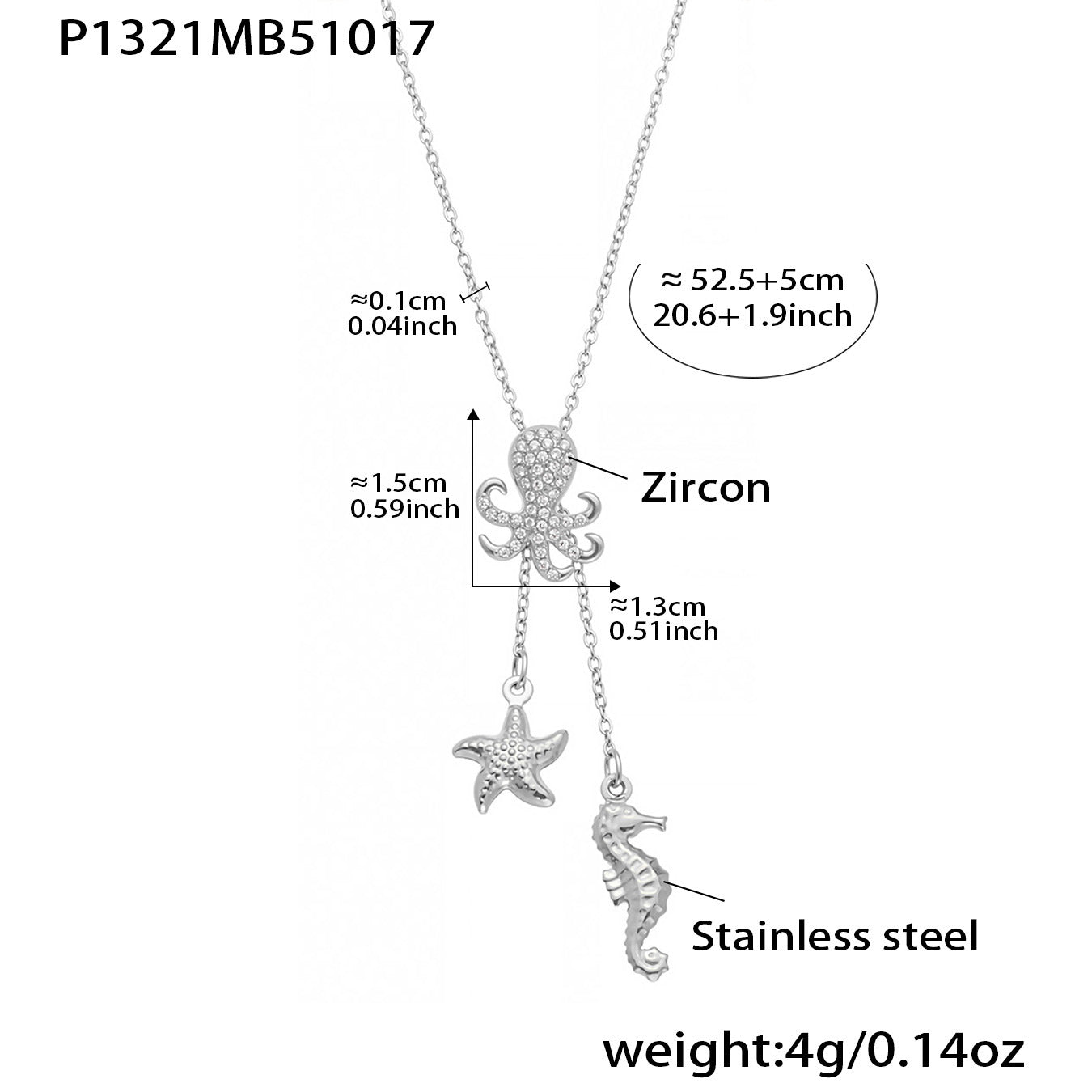 316L Stainless Steel 18K Gold Plated Sparkling Zircon Octopus Lariat Necklace - Image 6