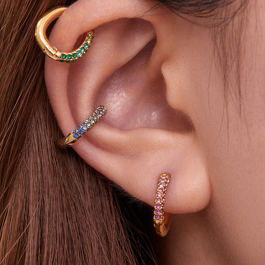 316L Stainless Steel 18K Gold Plated Sparkling Zircon Huggie Earrings - Image 9