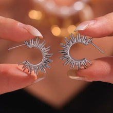 316L Stainless Steel 18K Gold Plated Sunburst C-Hoop Earrings - Image 4