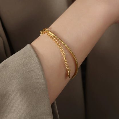 316L Stainless Steel 18K Gold Plated Tarnish-Free Minimalist Lobster Clasp Bracelet - Image 2