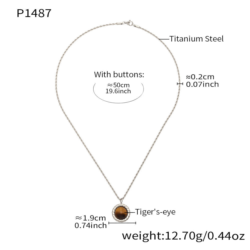 316L Stainless Steel 18K Gold Plated Tiger Eye Rope Chain Necklace - Image 10