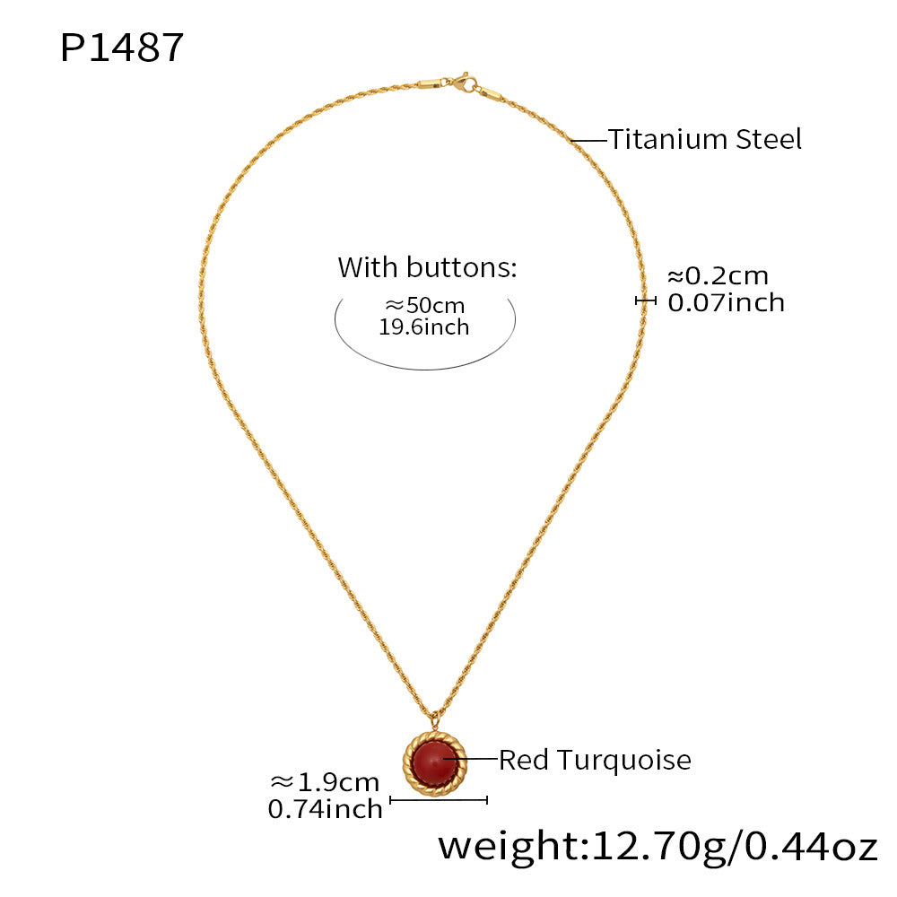 316L Stainless Steel 18K Gold Plated Tiger Eye Rope Chain Necklace - Image 5