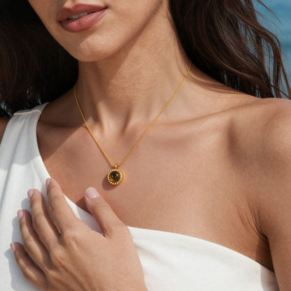 316L Stainless Steel 18K Gold Plated Tiger Eye Rope Chain Necklace - Image 7