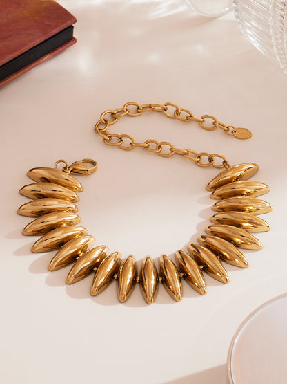 316L Stainless Steel 18K Gold Plated Torpedo Design Handmade Bracelet & Necklace Set - Image 13