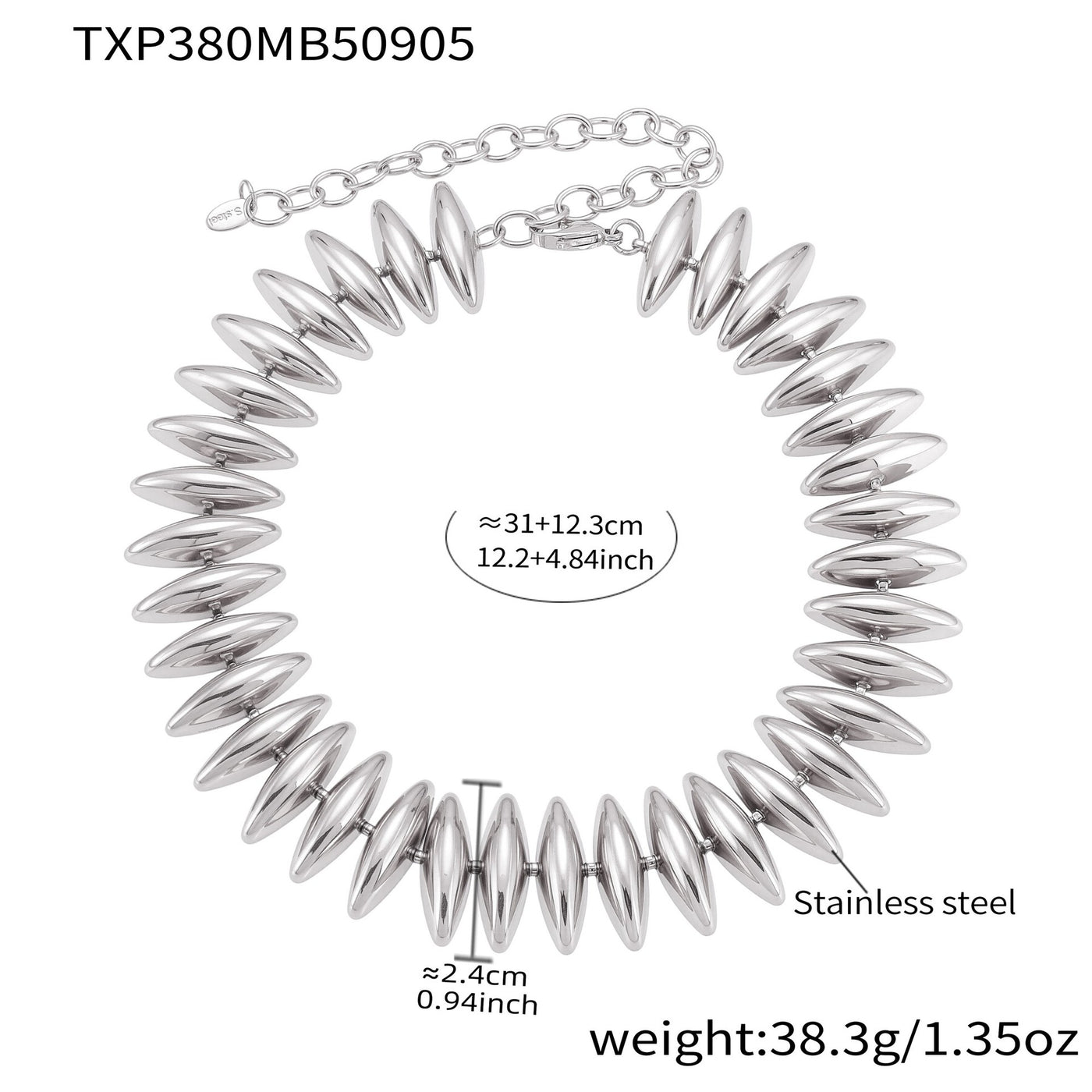 316L Stainless Steel 18K Gold Plated Torpedo Design Handmade Bracelet & Necklace Set - Image 8