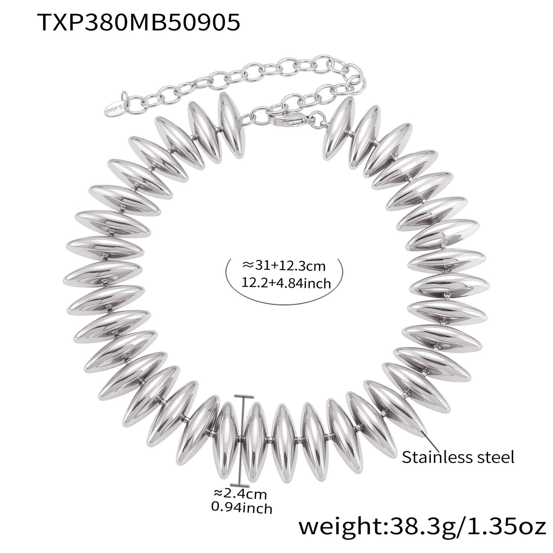 316L Stainless Steel 18K Gold Plated Torpedo Design Handmade Bracelet & Necklace Set - Image 8