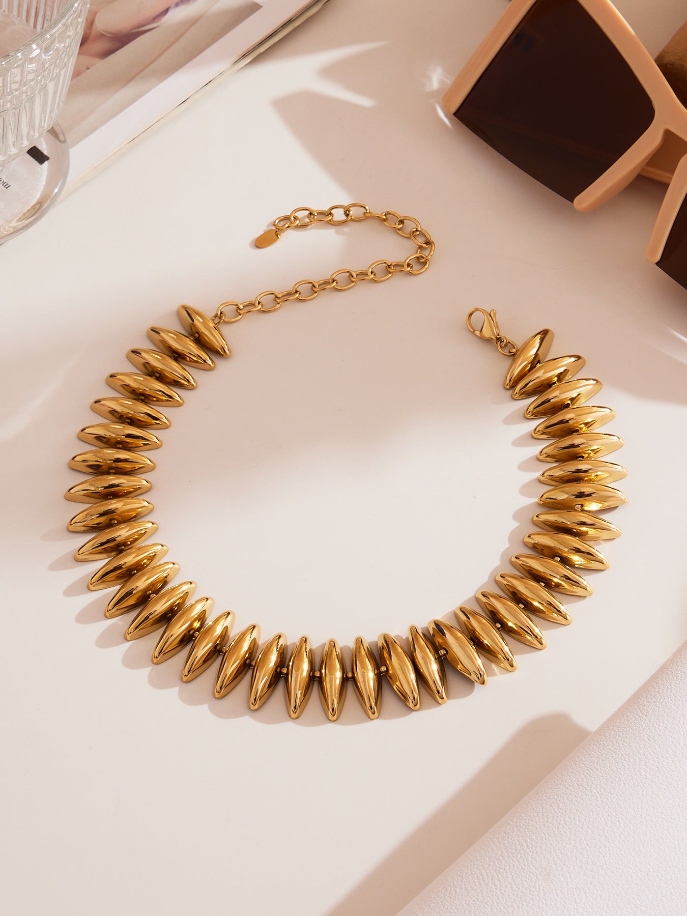 316L Stainless Steel 18K Gold Plated Torpedo Design Handmade Bracelet & Necklace Set - Image 9