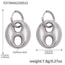 316L Stainless Steel 18K Gold Plated Two-Tone Coffee Bean Link Earrings - Image 6
