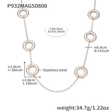 316L Stainless Steel 18K Gold Plated Two-Tone Hollow Round Long Sweater Chain Necklace - Image 2