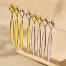 316L Stainless Steel 18K Gold Plated Two-Tone Long Waterdrop Earrings - Image 2