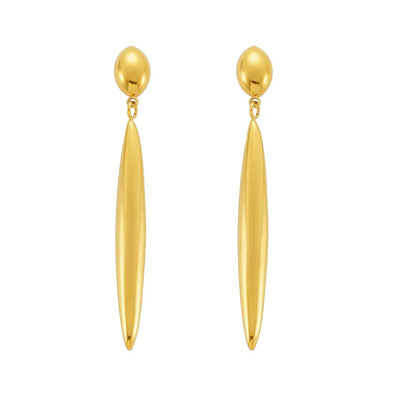 316L Stainless Steel 18K Gold Plated Two-Tone Long Waterdrop Earrings - Image 5