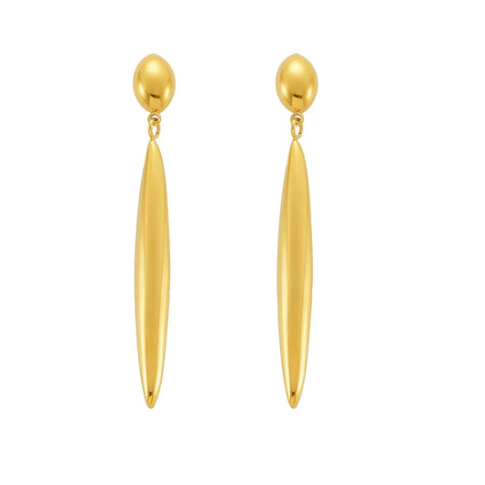 316L Stainless Steel 18K Gold Plated Two-Tone Long Waterdrop Earrings - Image 5