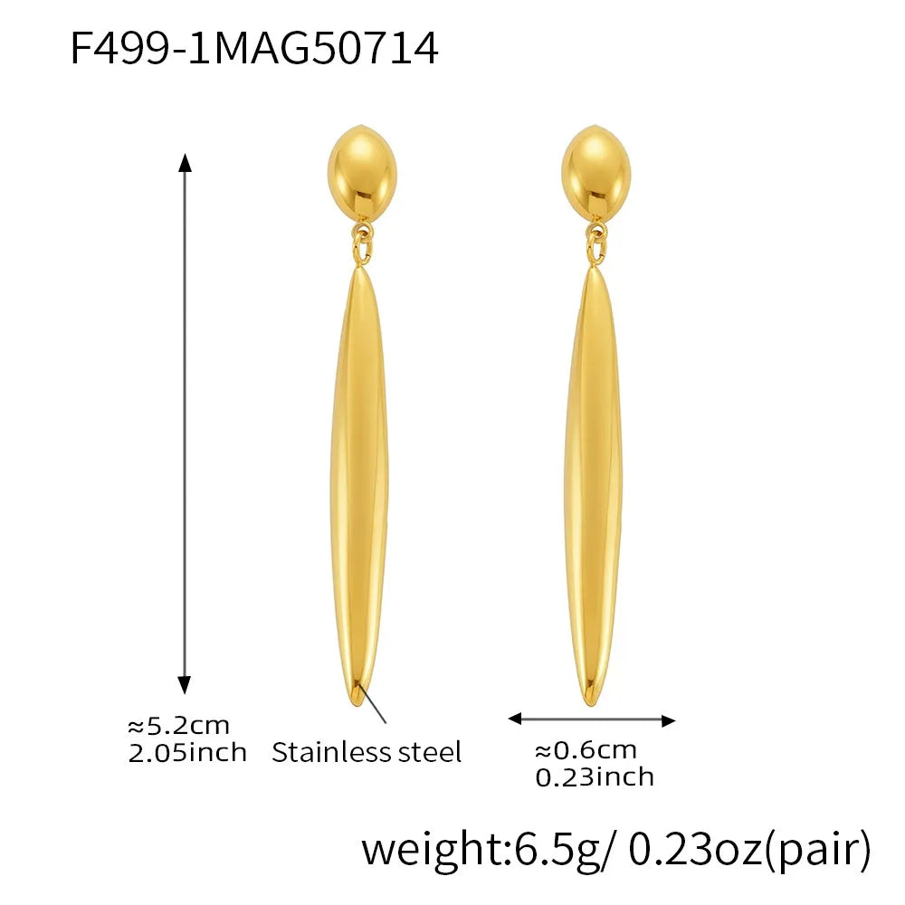 316L Stainless Steel 18K Gold Plated Two-Tone Long Waterdrop Earrings - Image 6