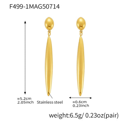 316L Stainless Steel 18K Gold Plated Two-Tone Long Waterdrop Earrings - Image 6