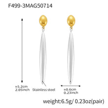316L Stainless Steel 18K Gold Plated Two-Tone Long Waterdrop Earrings - Image 8