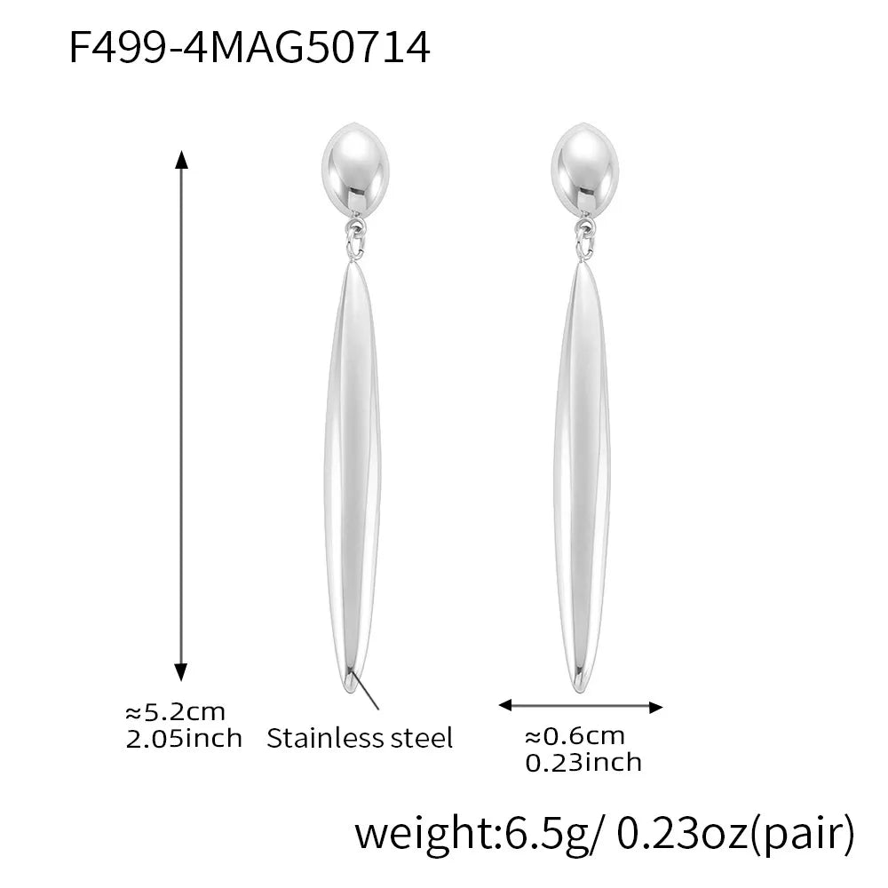 316L Stainless Steel 18K Gold Plated Two-Tone Long Waterdrop Earrings - Image 9