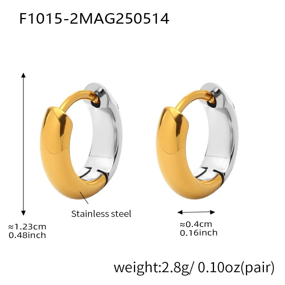 316L stainless steel 18K Gold Plated Two-Tone Minimalist Hoop Earrings modeled styling view for wholesale earrings buyers