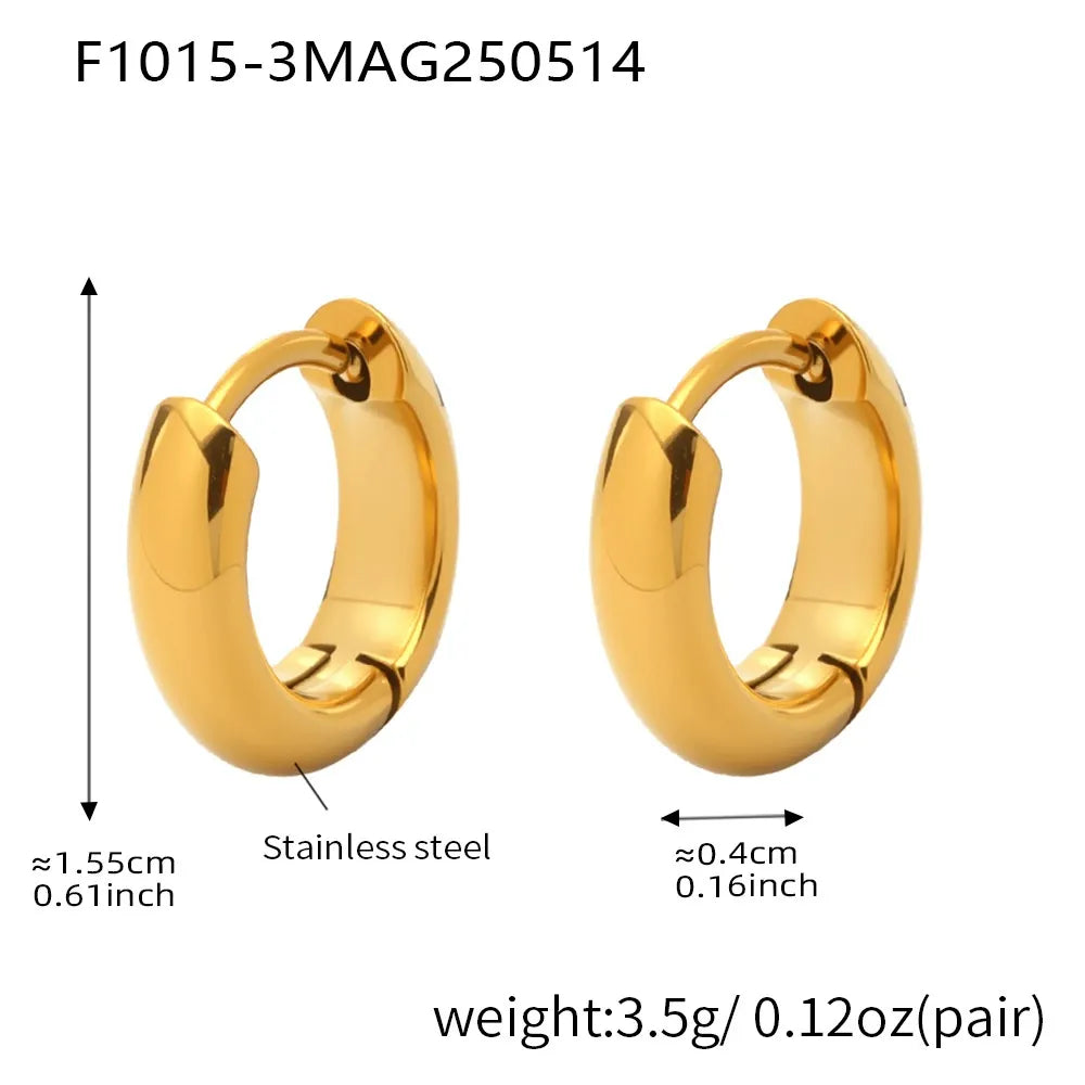 316L Stainless Steel 18K Gold Plated Two-Tone Minimalist Hoop Earrings - Image 11
