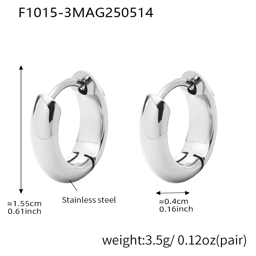 316L Stainless Steel 18K Gold Plated Two-Tone Minimalist Hoop Earrings - Image 12
