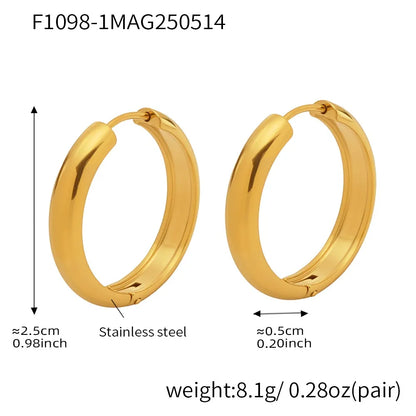 316L Stainless Steel 18K Gold Plated Two-Tone Minimalist Hoop Earrings - Image 14