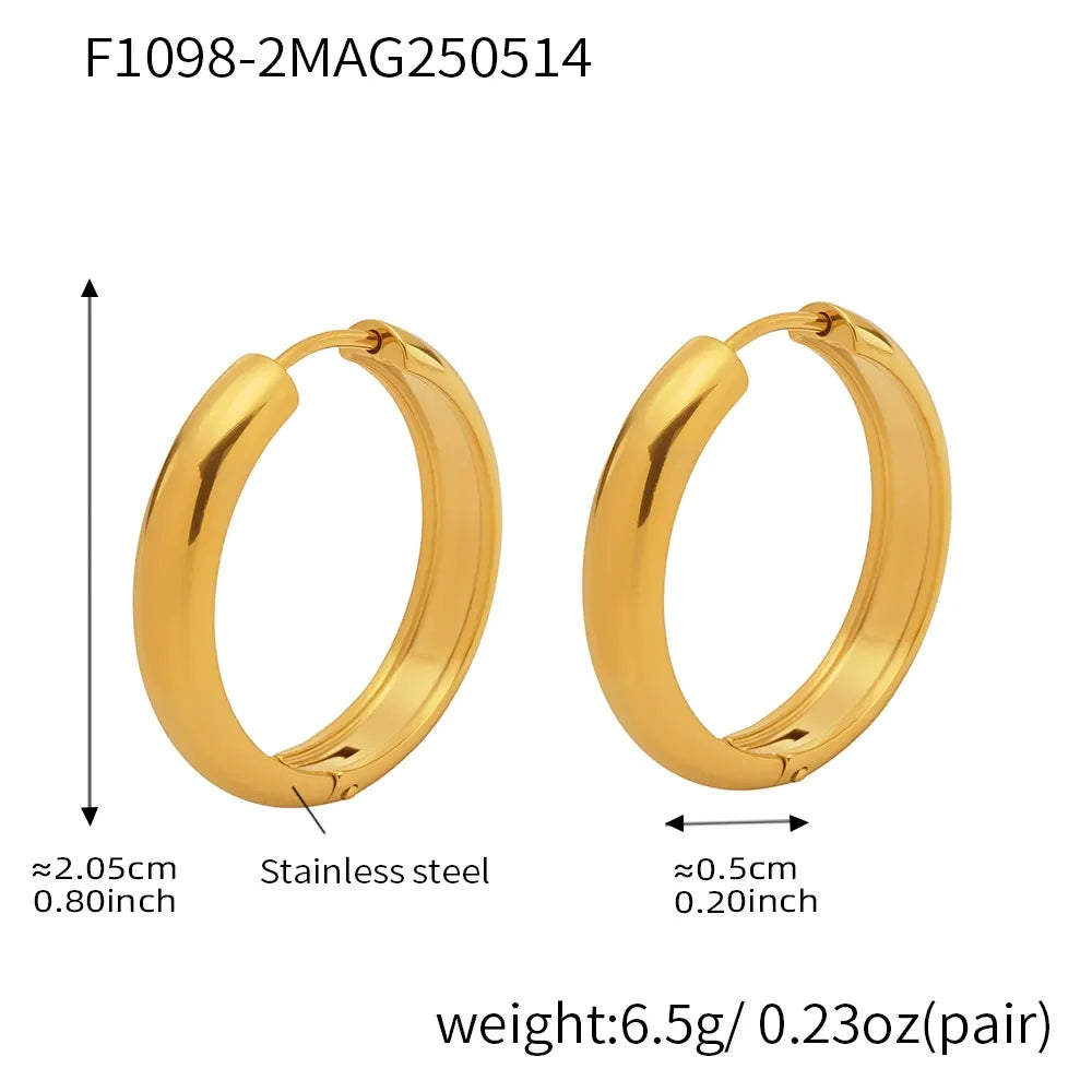 316L Stainless Steel 18K Gold Plated Two-Tone Minimalist Hoop Earrings - Image 17