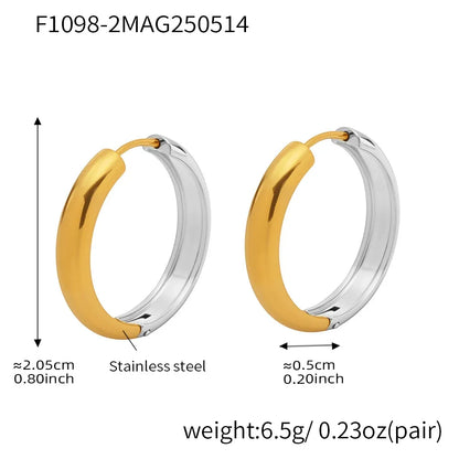 316L Stainless Steel 18K Gold Plated Two-Tone Minimalist Hoop Earrings - Image 19