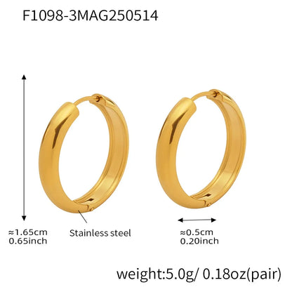 316L Stainless Steel 18K Gold Plated Two-Tone Minimalist Hoop Earrings - Image 20