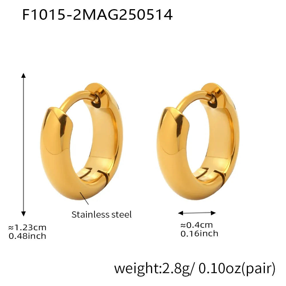 316L stainless steel 18K Gold Plated Two-Tone Minimalist Hoop Earrings boutique merchandising view for wholesale earrings buyers