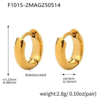 316L Stainless Steel 18K Gold Plated Two-Tone Minimalist Hoop Earrings - Image 8