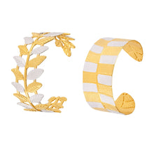 316L Stainless Steel 18K Gold Plated Two-Tone Open Cuff Bracelet - Image 5