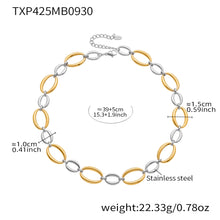 316L Stainless Steel 18K Gold Plated Two-Tone Oval Link Necklace & Bracelet Set - Image 5